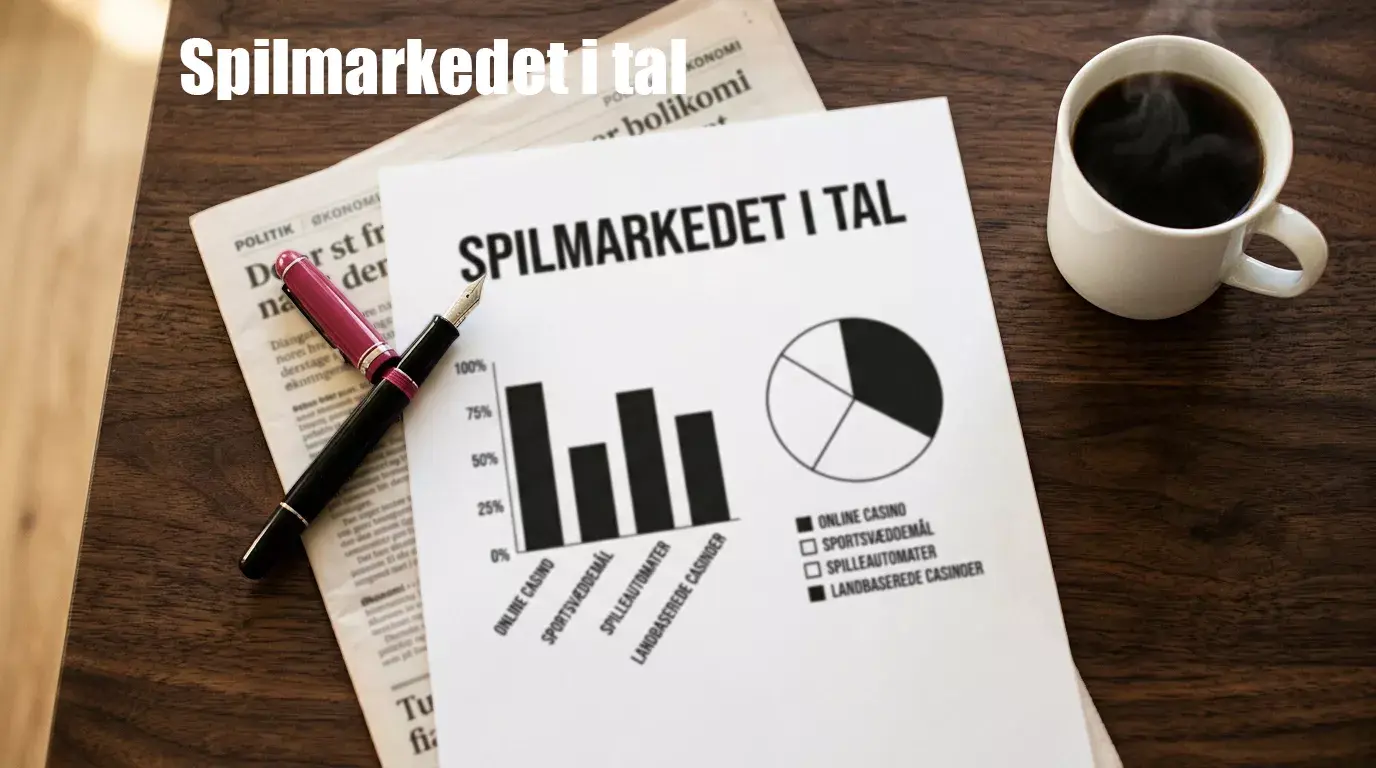 Oversigt over bruttospilleindtægt på det danske spilmarked i 2024 fordelt på onlinekasino, sportsvæddemål, spilleautomater og landbaserede kasinoer